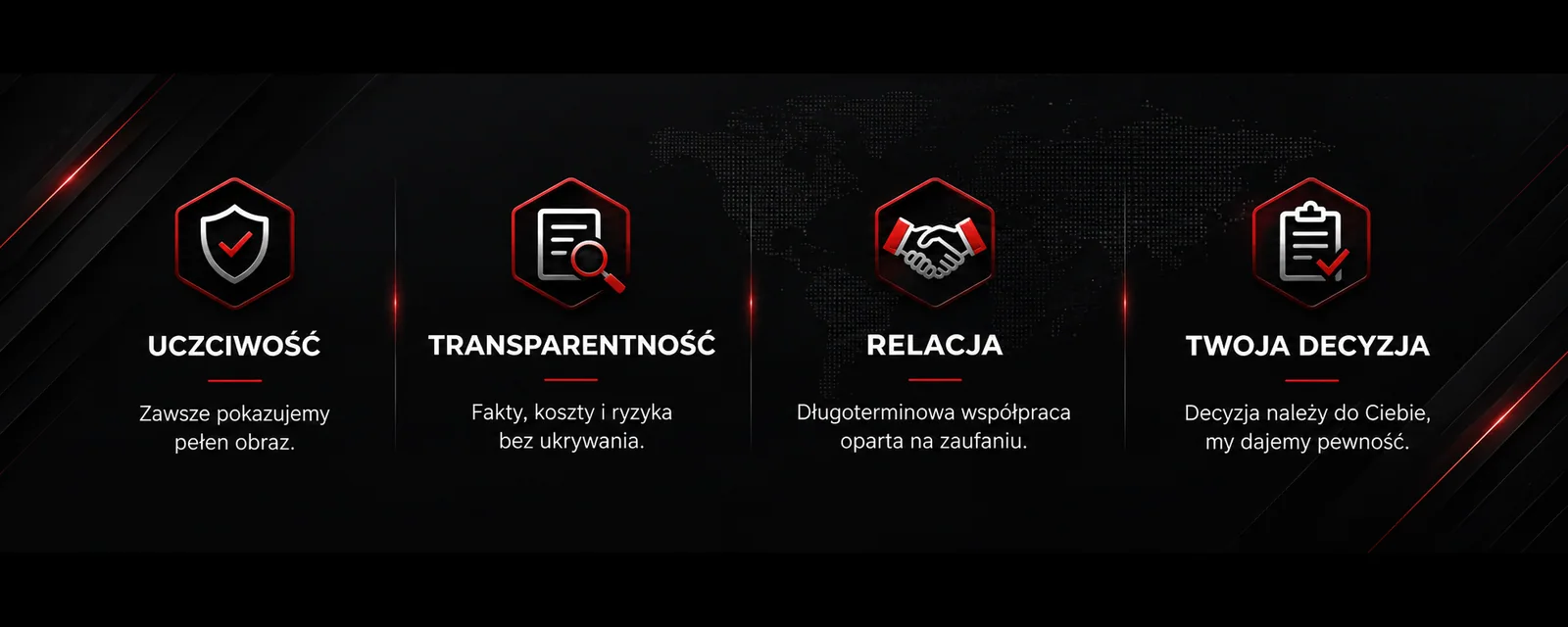 Nasze wartości: uczciwość, transparentność, relacja, Twoja decyzja — VAN-CAR