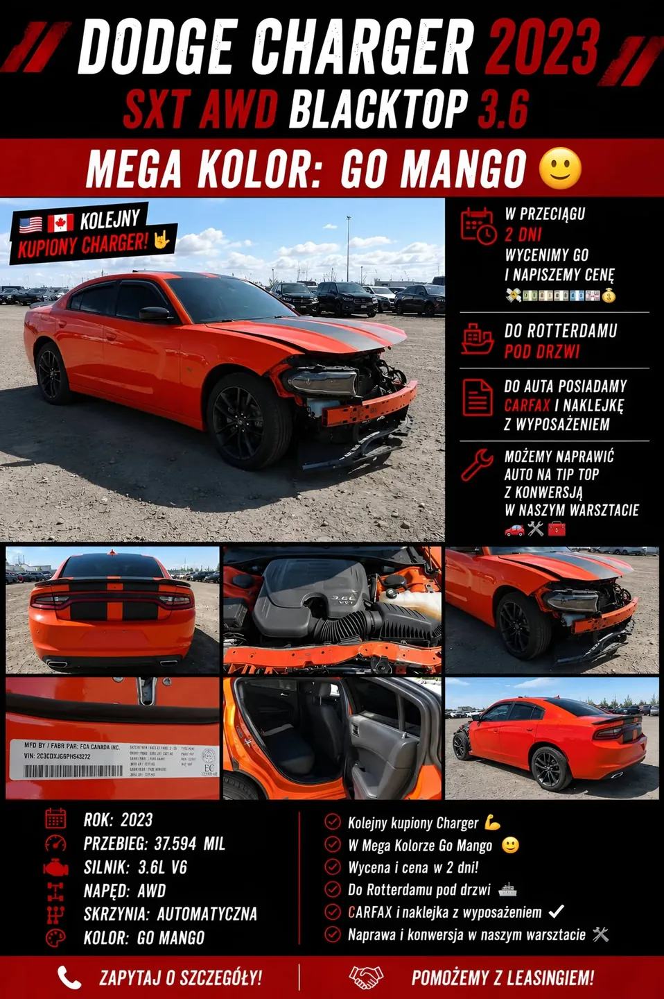 Dodge Charger SXT AWD Blacktop 2023 Go Mango